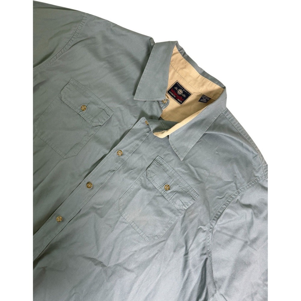 Wrangler Authentics Utility Shirt Mensโ 2XL Blue Short Sleeve Button Up